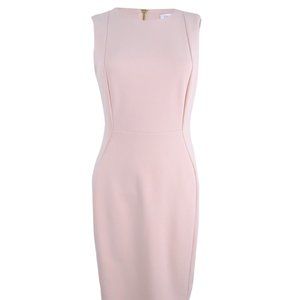 Calvin Klein Sleeveless Seam Front Scuba Crepe Crew Neck Sheath Dress